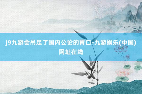 j9九游会吊足了国内公论的胃口-九游娱乐(中国)网址在线